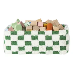 Xenos Mand checks klein - groen/wit - 11x30x20 cm- Manden|Manden