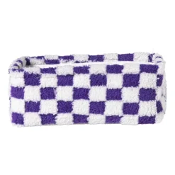 Xenos Mand checks klein - paars/wit - 11x30x20 cm- Manden|Manden