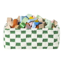 Xenos Mand checks middel - groen/wit - 13x33x23 cm- Manden|Manden