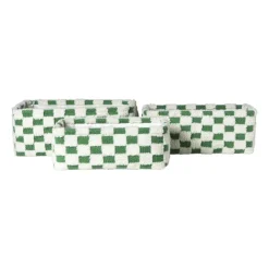 Xenos Mand checks middel - groen/wit - 13x33x23 cm- Manden|Manden