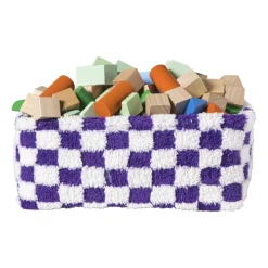 Xenos Mand checks middel - paars/wit - 13x33x23 cm- Manden|Manden