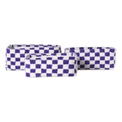 Xenos Mand checks middel - paars/wit - 13x33x23 cm- Manden|Manden