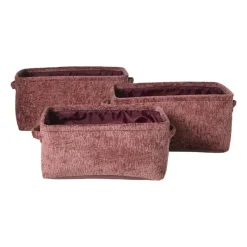 Xenos Mand chenille - rood - 30x20x14 cm- Manden|Manden