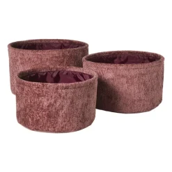 Xenos Mand chenille rond - rood - ø24x14 cm- Manden|Manden