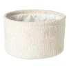 Xenos Mand chenille rond - wit - ø24x14 cm- Manden|Manden
