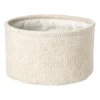 Xenos Mand chenille rond - wit - ø27x16 cm- Manden|Manden