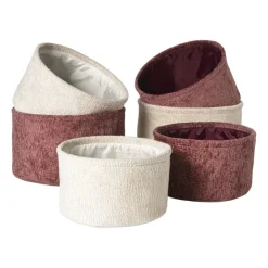 Xenos Mand chenille rond - wit - ø27x16 cm- Manden|Manden