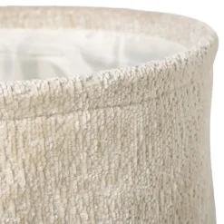 Xenos Mand chenille rond - wit - ø30x18 cm- Manden|Manden