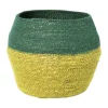 Xenos Mand colorblock - groen/geel - ø20x25 cm- Manden|Manden