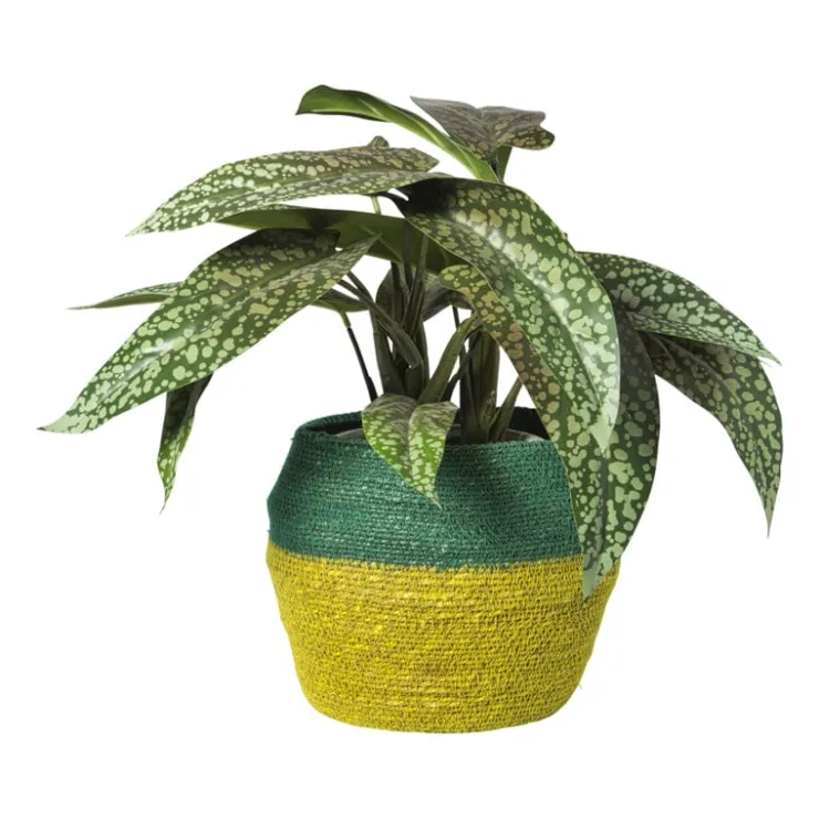 Xenos Mand colorblock - groen/geel - ø20x25 cm- Manden|Manden