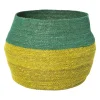 Xenos Mand colorblock - groen/geel - ø35x26 cm- Manden|Manden