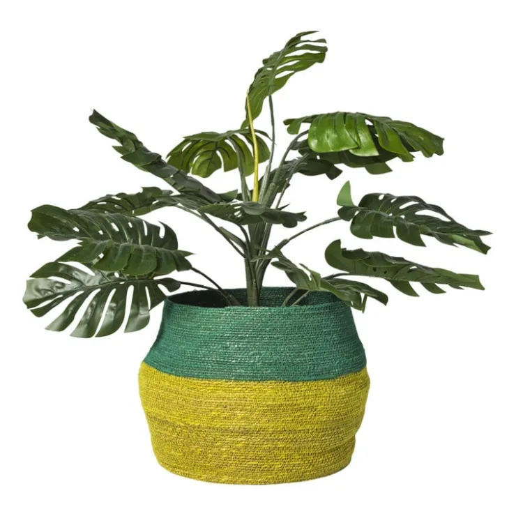 Xenos Mand colorblock - groen/geel - ø35x26 cm- Manden|Manden