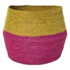 Xenos Mand colorblock - roze/geel - ø35x26 cm- Manden|Manden