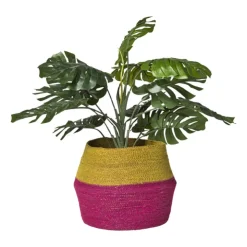 Xenos Mand colorblock - roze/geel - ø35x26 cm- Manden|Manden
