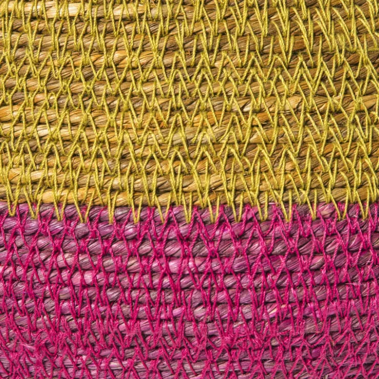 Xenos Mand colorblock - roze/geel - ø35x26 cm- Manden|Manden