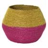Xenos Mand colorblock - roze/geel - ø20x25 cm- Manden|Manden