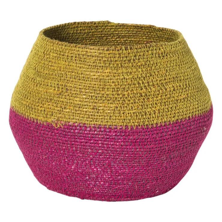 Xenos Mand colorblock - roze/geel - ø20x25 cm- Manden|Manden