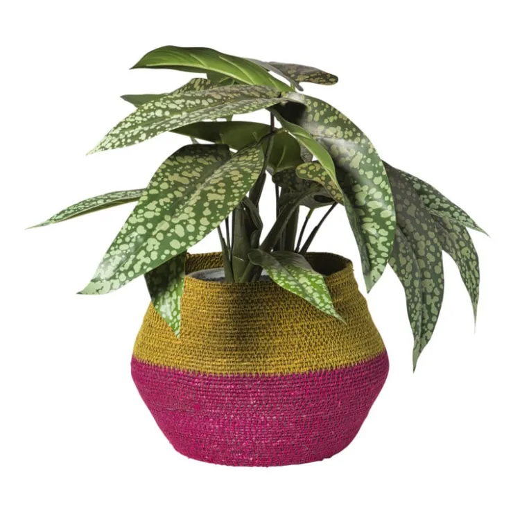 Xenos Mand colorblock - roze/geel - ø20x25 cm- Manden|Manden