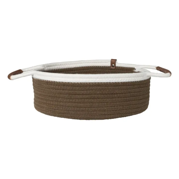 Xenos Mand colors laag - bruin/wit - ø30x10 cm- Manden|Manden