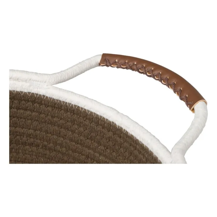 Xenos Mand colors laag - bruin/wit - ø30x10 cm- Manden|Manden