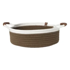 Xenos Mand colors laag - bruin/wit - ø27x9 cm- Manden|Manden