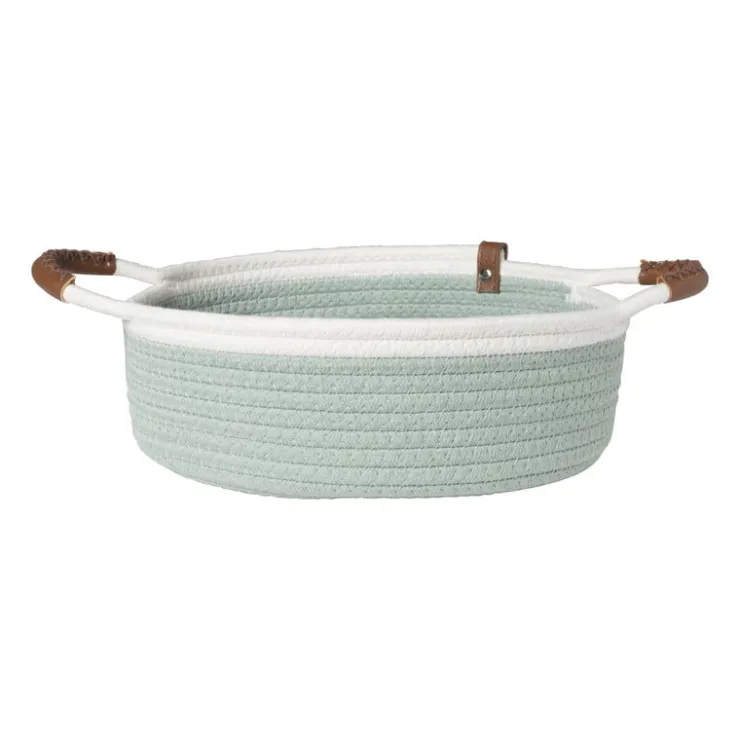 Xenos Mand colors laag - groen/wit - ø27x9 cm- Manden|Manden
