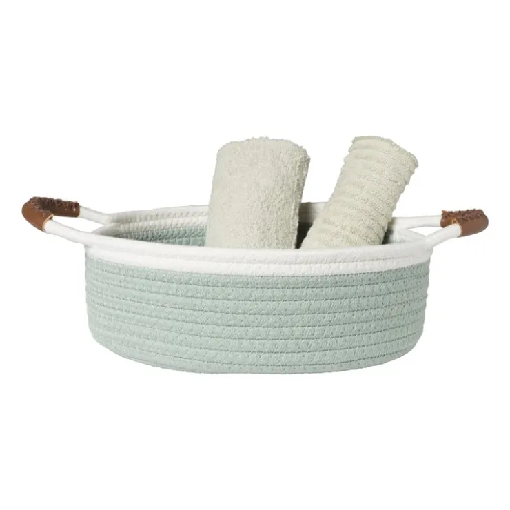 Xenos Mand colors laag - groen/wit - ø27x9 cm- Manden|Manden