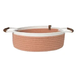 Xenos Mand colors laag - oranje/wit - ø30x10 cm- Manden|Manden