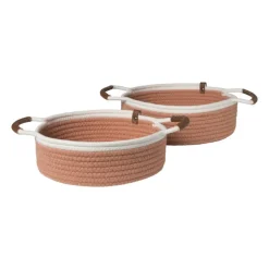 Xenos Mand colors laag - oranje/wit - ø30x10 cm- Manden|Manden