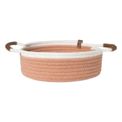 Xenos Mand colors laag - oranje/wit - ø27x9 cm- Manden|Manden