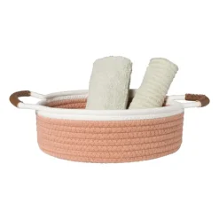 Xenos Mand colors laag - oranje/wit - ø27x9 cm- Manden|Manden