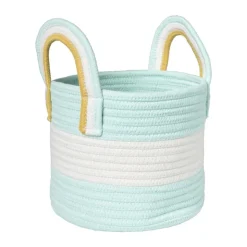 Xenos Mand colors met hengsels - blauw/wit - ø17x21 cm- Manden|Manden