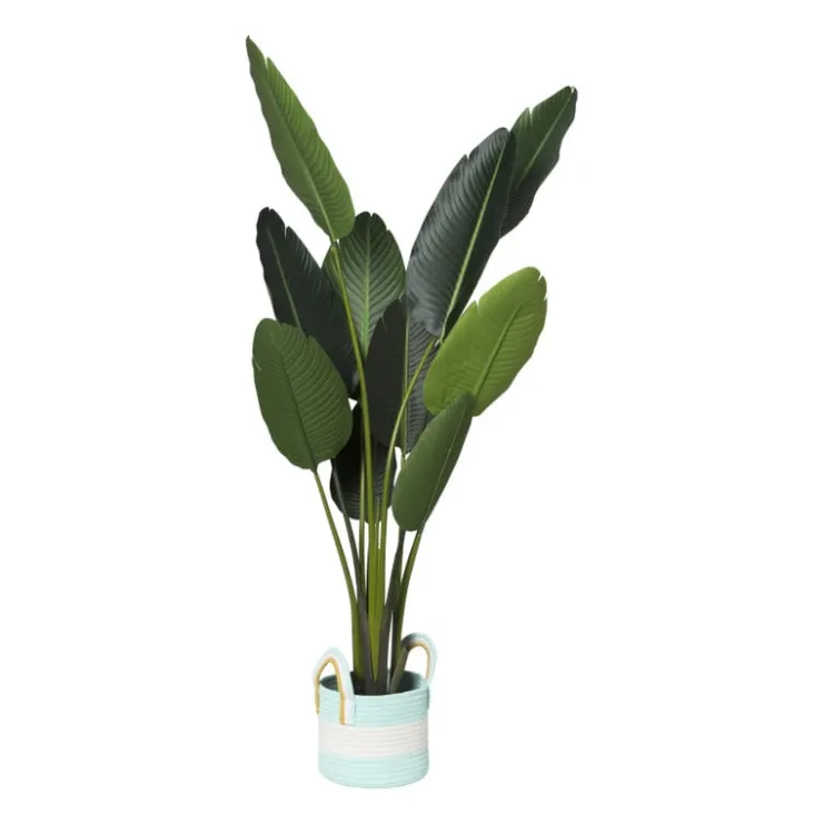 Xenos Mand colors met hengsels - blauw/wit - ø17x21 cm- Manden|Manden