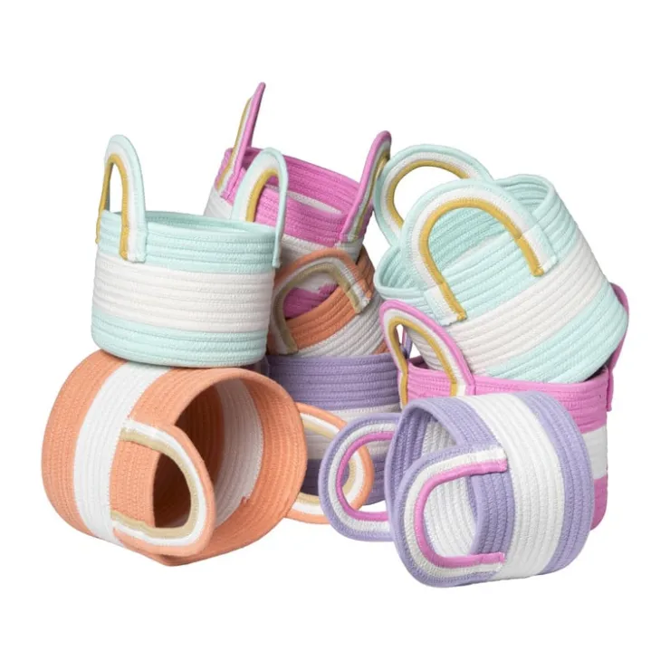 Xenos Mand colors met hengsels - blauw/wit - ø17x21 cm- Manden|Manden