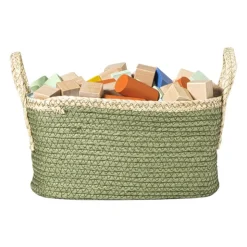 Xenos Mand colors rechthoekig - groen/bruin - 16x30x20 cm- Manden|Manden