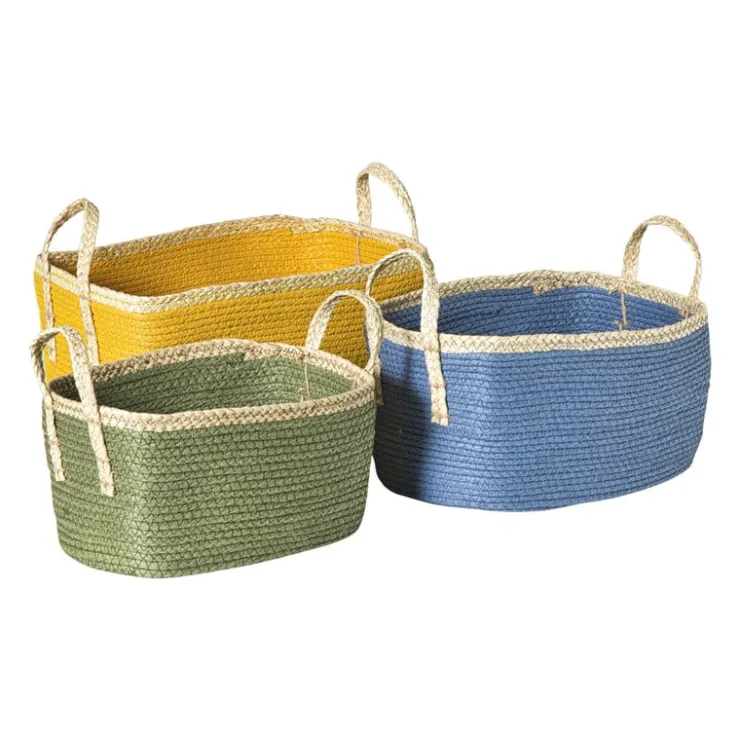 Xenos Mand colors rechthoekig - groen/bruin - 16x30x20 cm- Manden|Manden