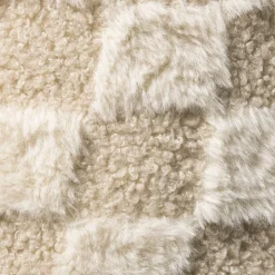 Xenos Mand geruit rond maat S - beige - ø18x12 cm- Manden|Manden