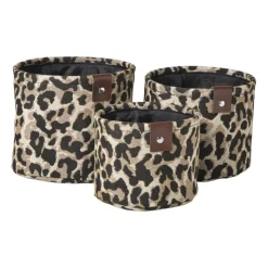 Xenos Mand luipaard - bruin/zwart - ø16x13 cm- Manden|Manden