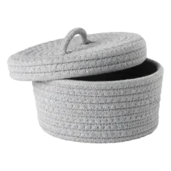 Xenos Mand met deksel Julia - grijs - ø19x10 cm- Manden|Manden