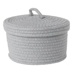 Xenos Mand met deksel Julia - grijs - ø22x13 cm- Manden|Manden