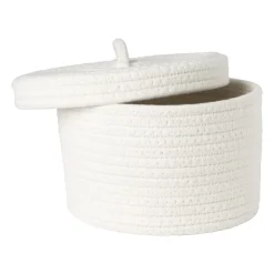 Xenos Mand met deksel Julia - wit - ø22x13 cm- Manden|Manden