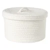 Xenos Mand met deksel Julia - wit - ø25x15 cm- Manden|Manden