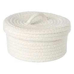 Xenos Mand met deksel Julia - wit - ø19x10 cm- Manden|Manden