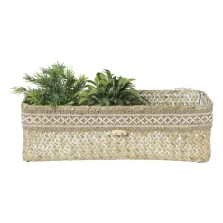 Xenos Mand met deksel Stijn - naturel - 9.5x32x12 cm- Manden|Manden