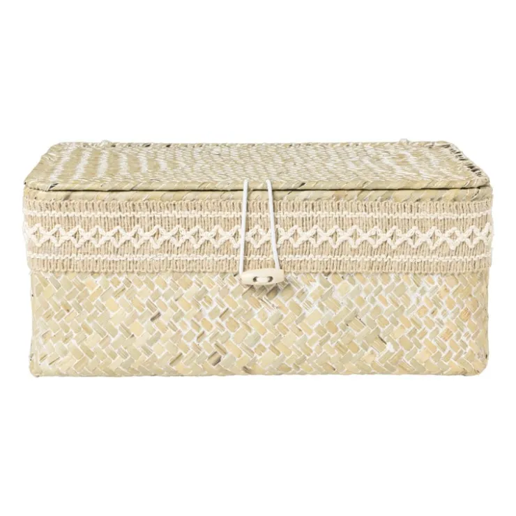 Xenos Mand met deksel Stijn - 11x27.5x17.5 cm - wit- Manden|Manden