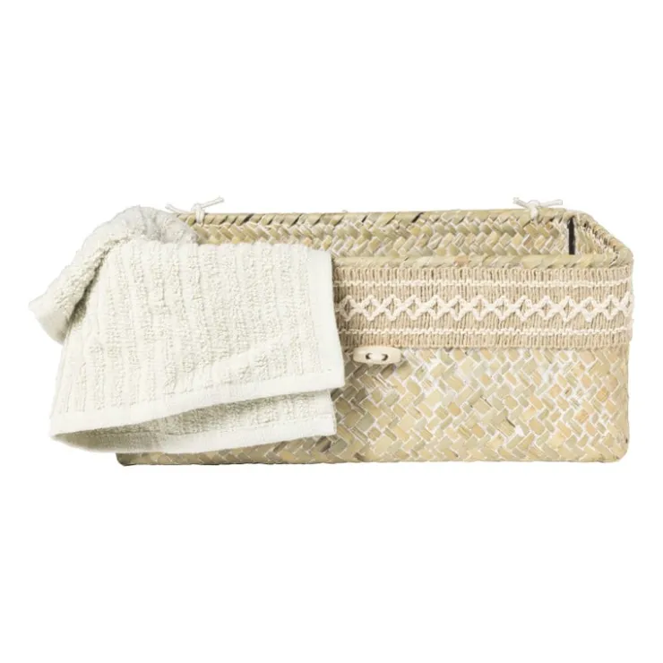 Xenos Mand met deksel Stijn - 11x27.5x17.5 cm - wit- Manden|Manden