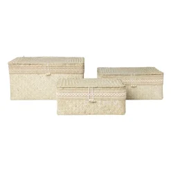 Xenos Mand met deksel Stijn - 12x30x21 cm - wit- Manden|Manden