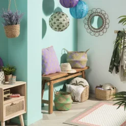 Xenos Mand streep - bruin/turquoise - ø23x28 cm- Manden|Manden