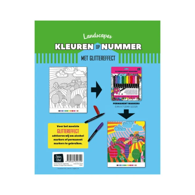 Xenos Mandala landscape - kleuren op nummer- Kleurboeken|Kerstcadeaus