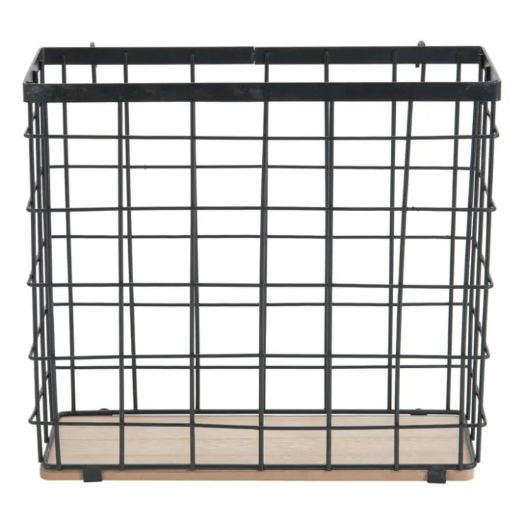 Xenos Mandje voor wandrek - 22x24x9 cm - zwart- Wandrekken